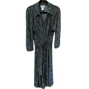 Black, Green, and White Pattern Dress